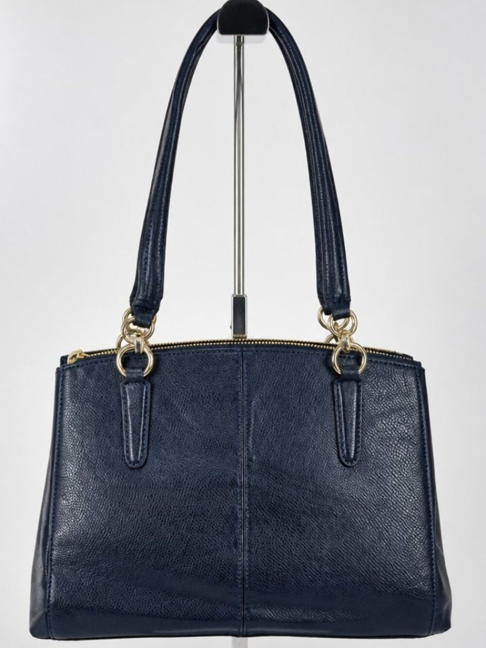 Coach Coach Christie Carryall Large Navy Blue Leather Satchel Women's Bag - Picture 4 of 10